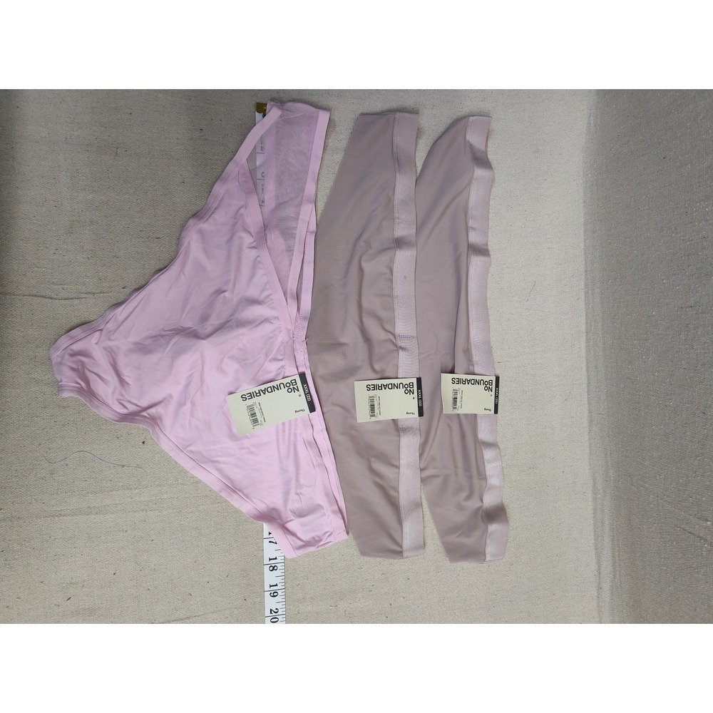 No Boundaries Thong Underwear 3 Pack XXXL 22‎ Pink Mauve Micro Mesh Free Cut